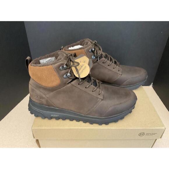 New! Mens Clarks ATL Trek Up Waterproof Leather Warmlined Boots. Size 12M. Nice! - Picture 1 of 15
